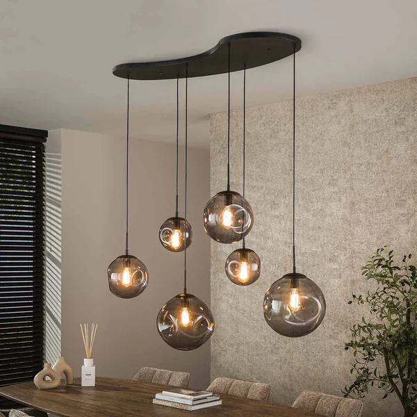 Suspension moderne 6 lampes en verre Stelline