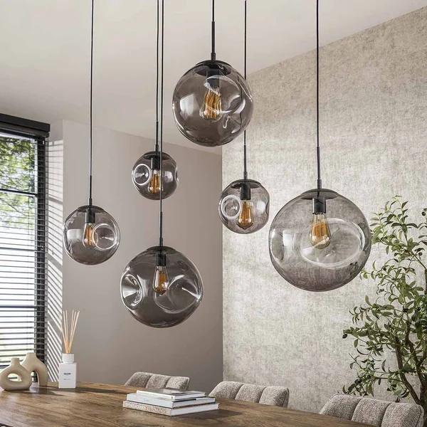 Suspension moderne 6 lampes en verre Stelline
