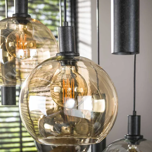 Suspension moderne 9 lampes en verre tricolore Féerie