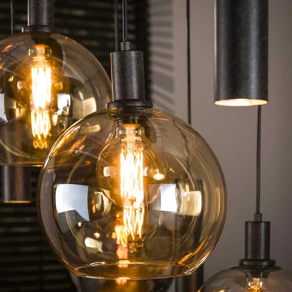 Suspension moderne 9 lampes en verre tricolore Féerie
