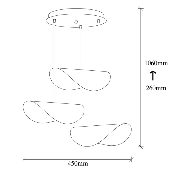 Suspension moderne chic métal crème & doré, 3 abat-jour SINOP