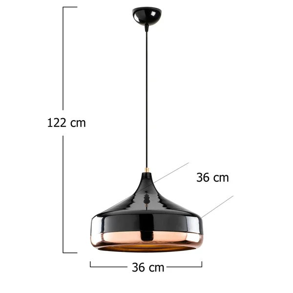 Suspension moderne noire et cuivre forme évasée SILE