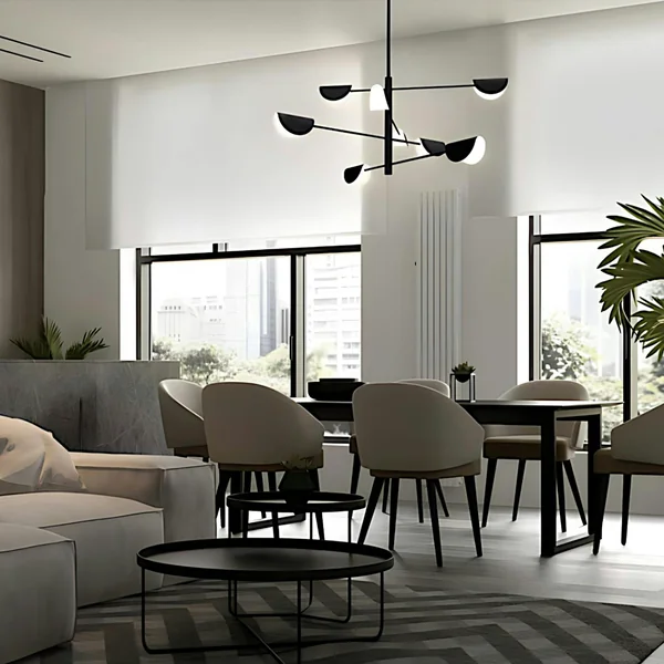 Suspension noire design – abat-jour pliés, 8 lampes LENORE