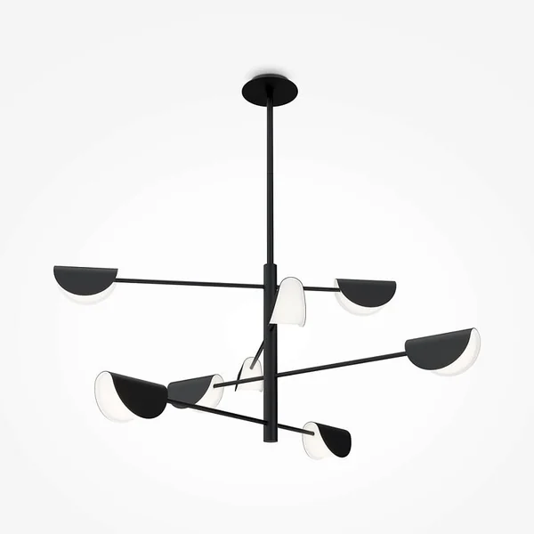 Suspension noire design – abat-jour pliés, 8 lampes LENORE