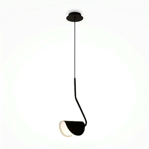 Suspension noire minimaliste - abat-jour plié, tige longue LENORE