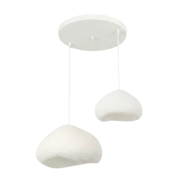 Suspension salle à manger design 2 abat-jour blancs 89 cm NOXIS