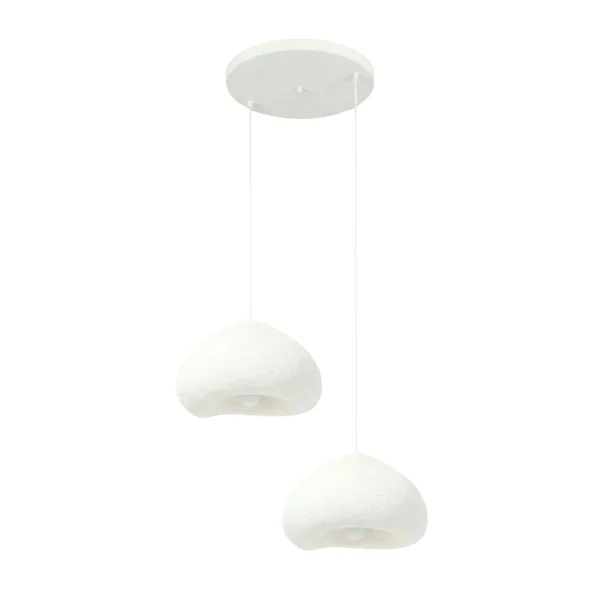Suspension salon blanche design organique 2 abat-jour NOXIS