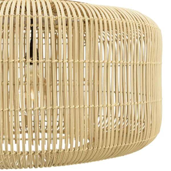 Suspension seau 76x76cm en rotin couleur naturelle et teck FOLELLI
