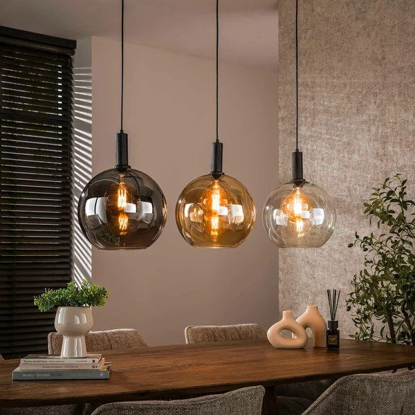Suspension îlot cuisine 3 globes multicolores NOVA