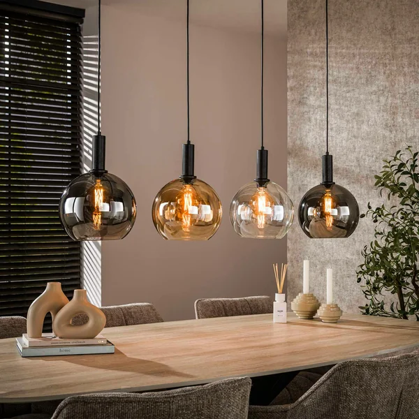 Suspension îlot cuisine 4 globes multicolores NOVA