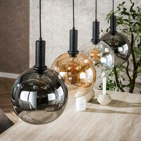Suspension îlot cuisine 4 globes multicolores NOVA
