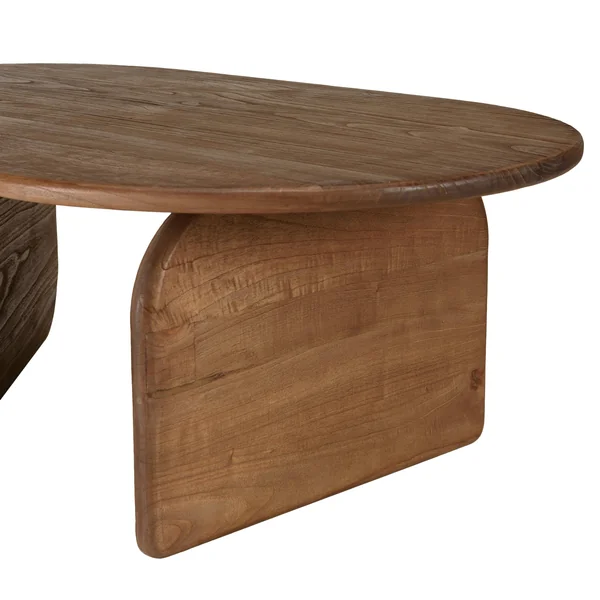 Table basse 140cm forme organique en bois de mindi ARCUS