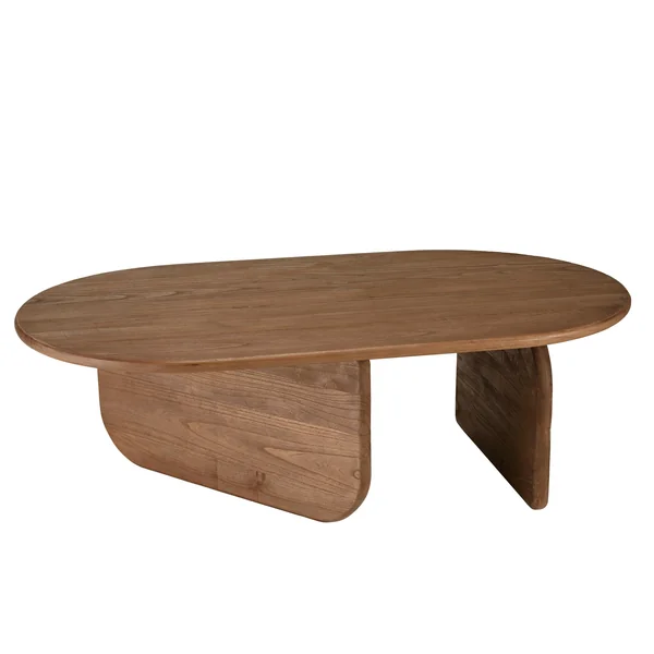 Table basse 140cm forme organique en bois de mindi ARCUS