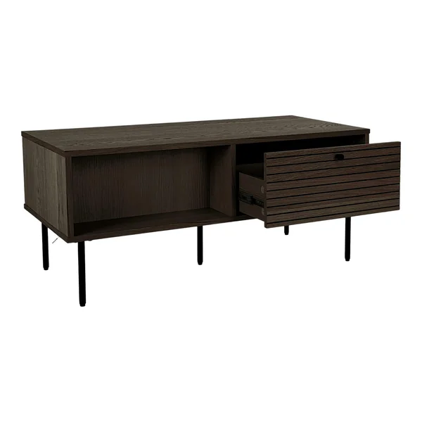 Table basse avec rangement 2 tiroirs décor foncé ASSENS