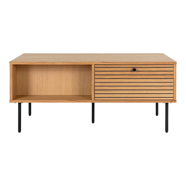 Table basse avec rangement 2 tiroirs effet rainuré ASSENS