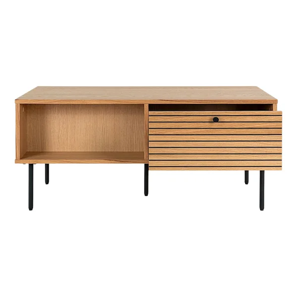 Table basse avec rangement 2 tiroirs effet rainuré ASSENS