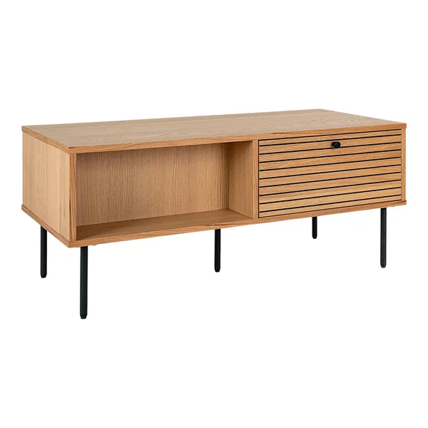 Table basse avec rangement 2 tiroirs effet rainuré ASSENS