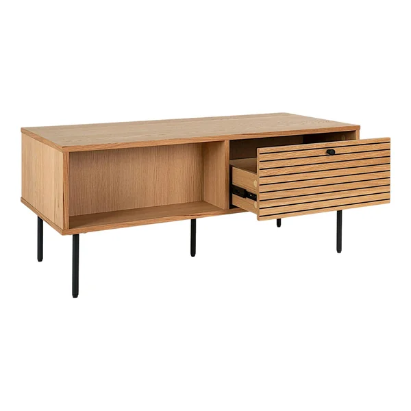 Table basse avec rangement 2 tiroirs effet rainuré ASSENS