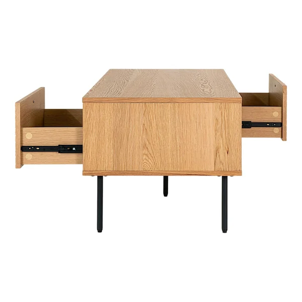 Table basse avec rangement 2 tiroirs effet rainuré ASSENS