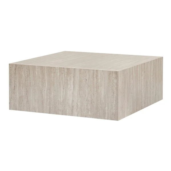 Table basse carrée effet travertin roulettes invisibles MARFA