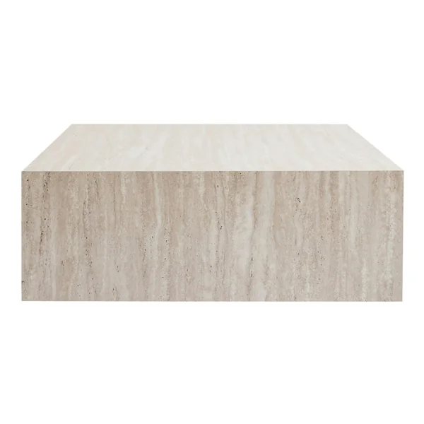 Table basse carrée effet travertin roulettes invisibles MARFA