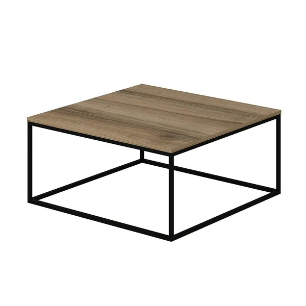 Table basse carrée style minimaliste effet noyer JENA