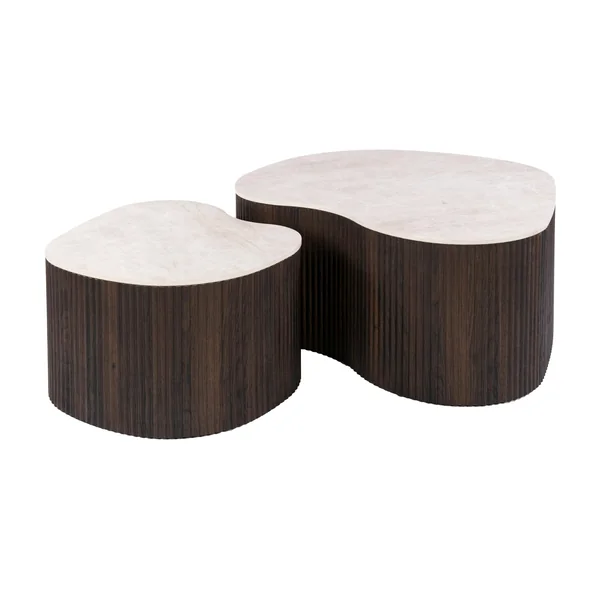 Table basse céramique 3D pied foncé (lot de 2) MAHAL