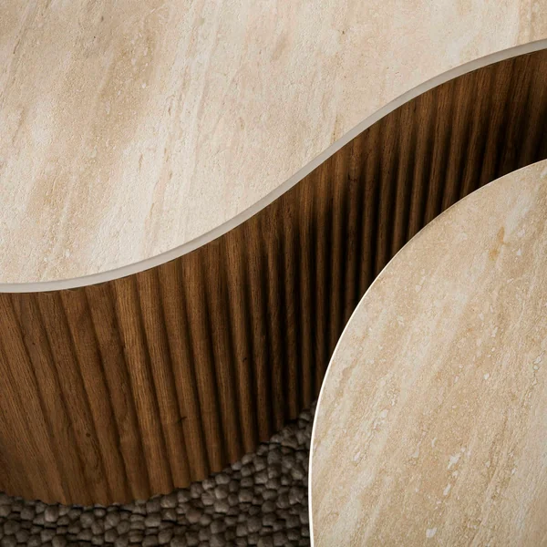 Table basse céramique 3D pied rainuré 135 cm (lot de 2) MAHAL