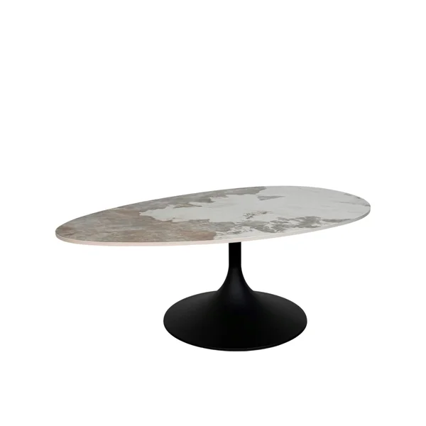 Table basse céramique marbrée, pied tulipe LIGURIE