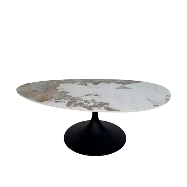 Table basse céramique marbrée, pied tulipe LIGURIE