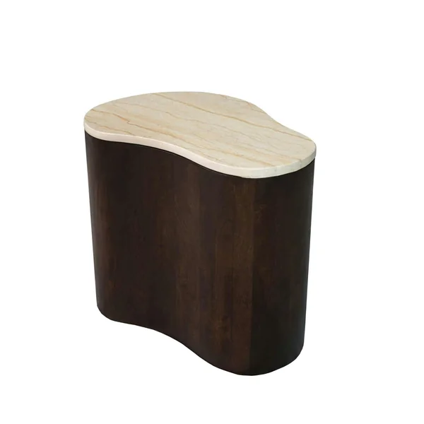 Table basse design organique marbre bois foncé 50 cm DUOMO