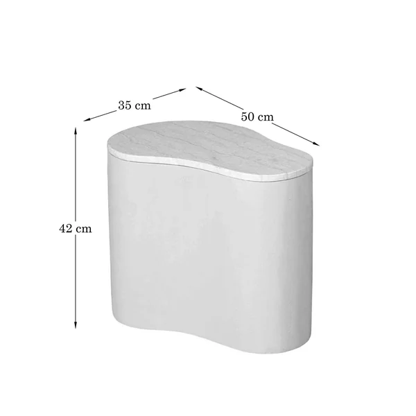Table basse design organique marbre bois foncé 50 cm DUOMO