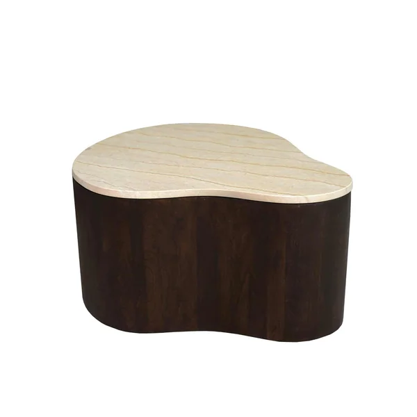 Table basse design organique marbre bois foncé 77 cm DUOMO