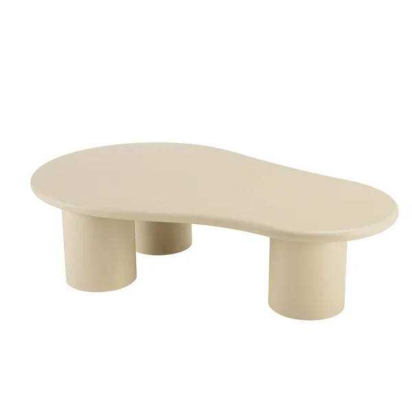 Table basse forme organique couleur beige effet béton LINEA