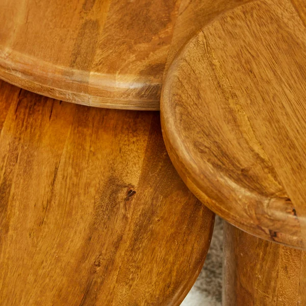 Table basse gigogne ronde à plateau épais (lot de 3) ALMA