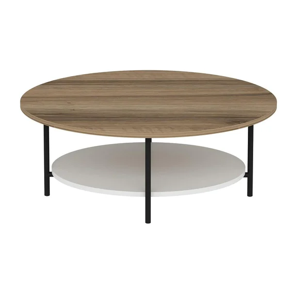 Table basse ovale double plateau effet bois et blanc JENA