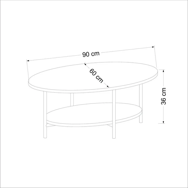 Table basse ovale double plateau effet bois et blanc JENA