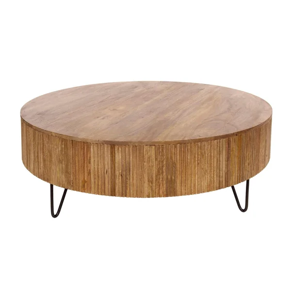 Table basse ronde en bois de manguier strié Ø120 cm CREEK