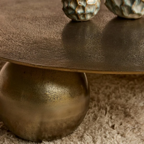 Table basse ronde vintage à pieds boules Ø90 cm KANO
