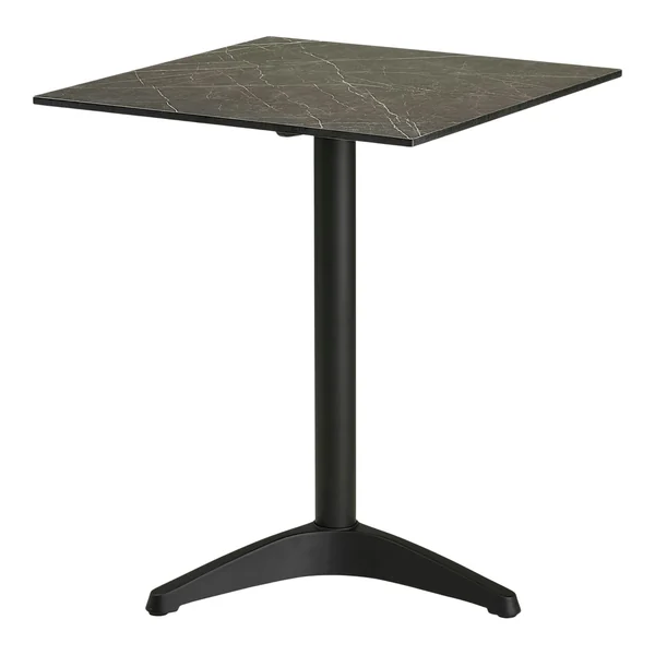 Table bistrot carrée effet marbre gris pied alu 60 cm TORANO