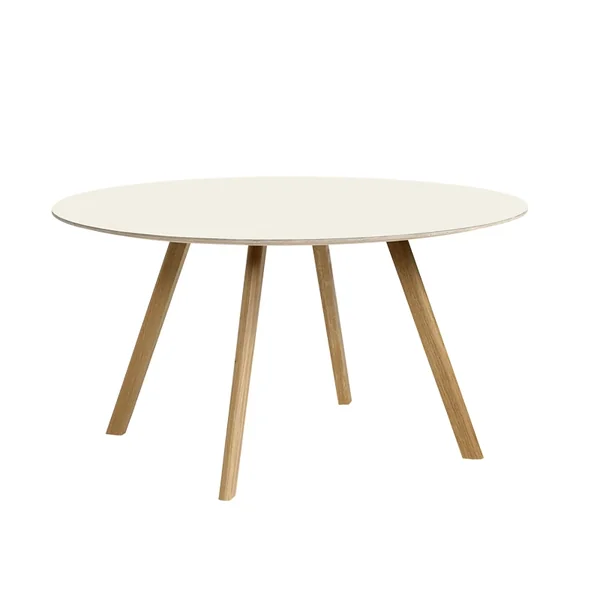 Table COPENHAGUE ROUND TABLE CPH25 Ø140 Lino blanc cassé/ chêne vernis à base d'eau HAY