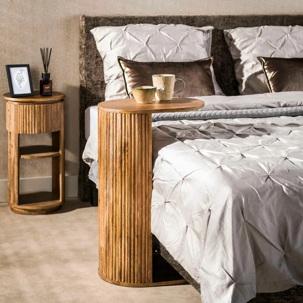 Table d'appoint en bois rainuré pour ordinateur DELHI