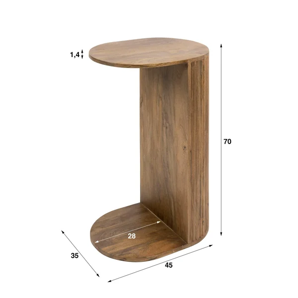 Table d'appoint en bois rainuré pour ordinateur DELHI