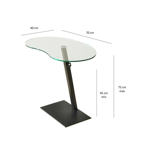 Table d'appoint en verre pour ordinateur, réglable TULUM