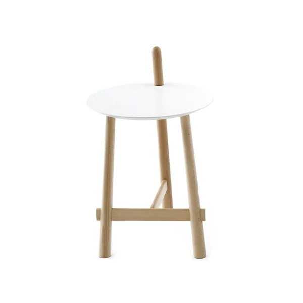 Table d'appoint guéridon ALTAY Plateau blanc Piètement naturel COEDITION