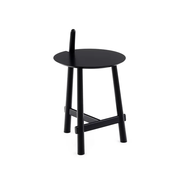 Table d'appoint guéridon ALTAY Plateau noir Piètement noir COEDITION
