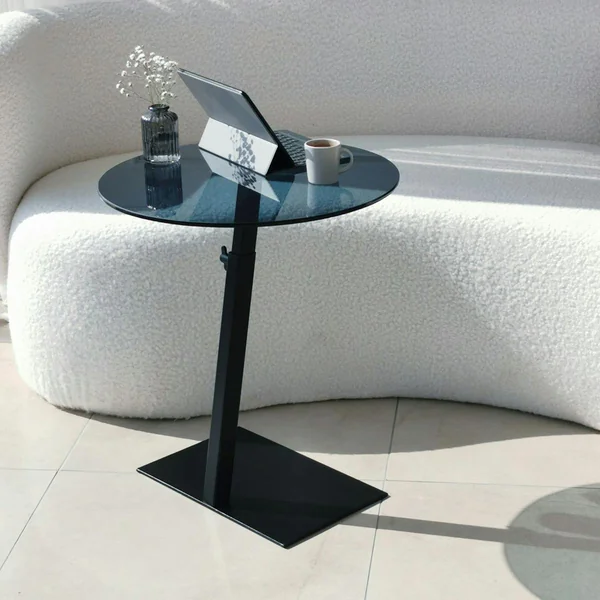 Table d'appoint ordinateur en verre teinté, réglable TULUM