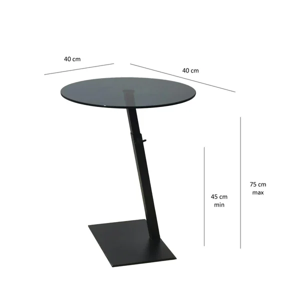 Table d'appoint ordinateur en verre teinté, réglable TULUM