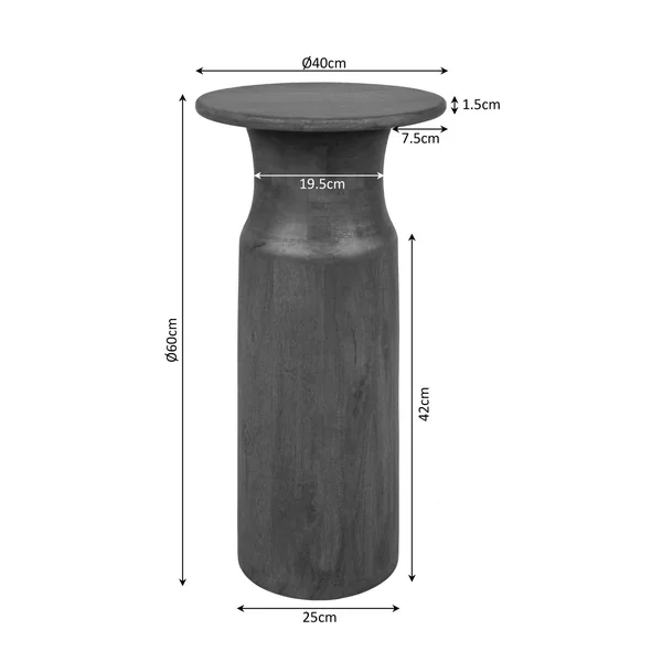 Table d'appoint ronde bois foncé pied colonne ALMA