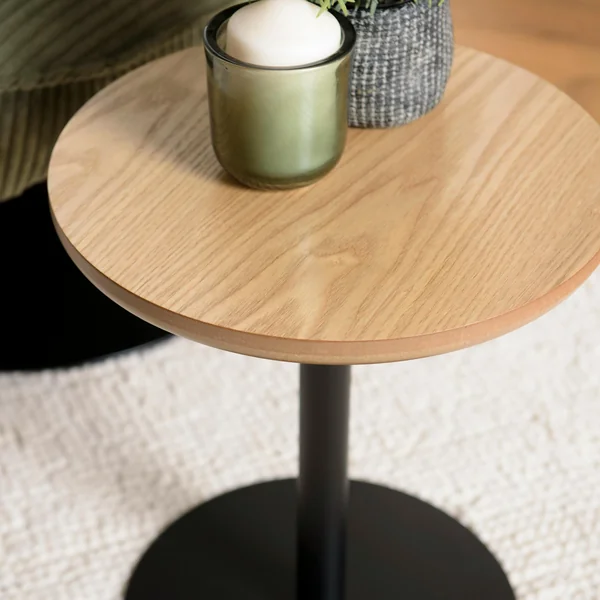 Table d'appoint ronde en bois couleur naturelle pied noir CASTILLE